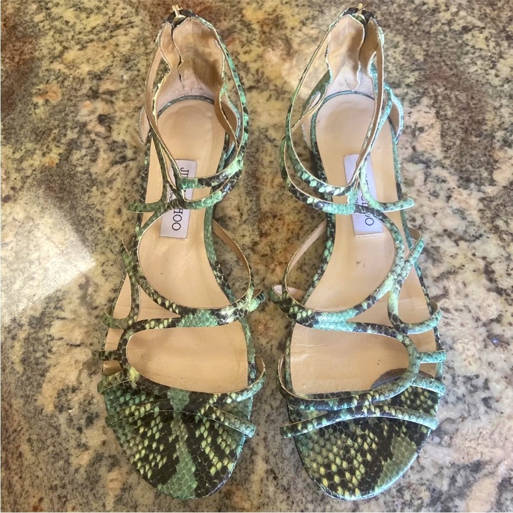 Jimmy Choo Python Strappy Sandals Size 39.5 9 9.5 - image 8